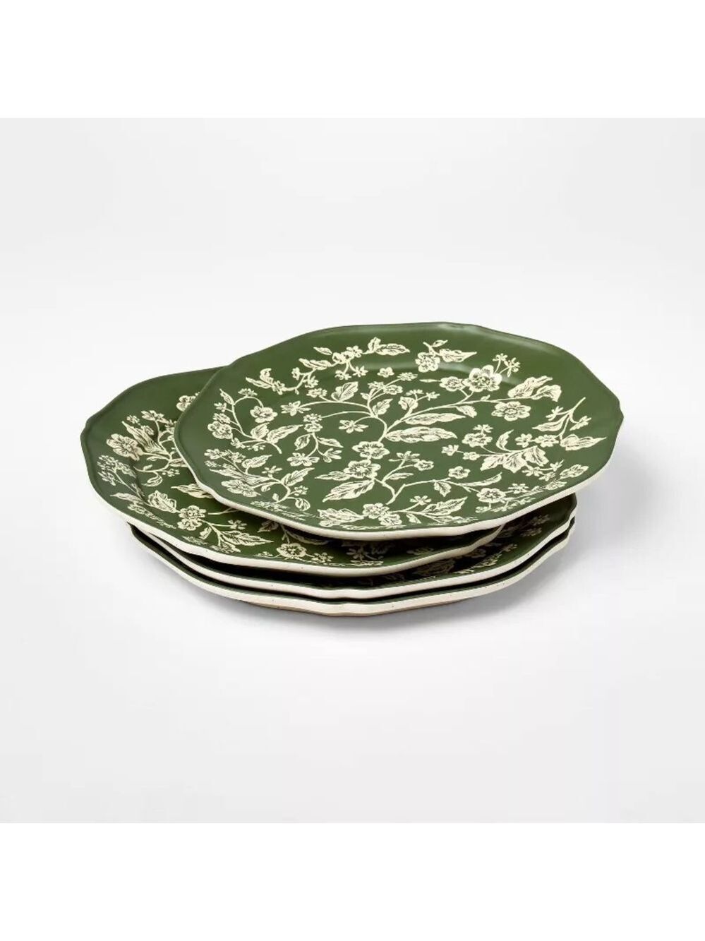 8.5" 4pk Melamine Floral Salad Plates Green - Threshold with Studio McGee
